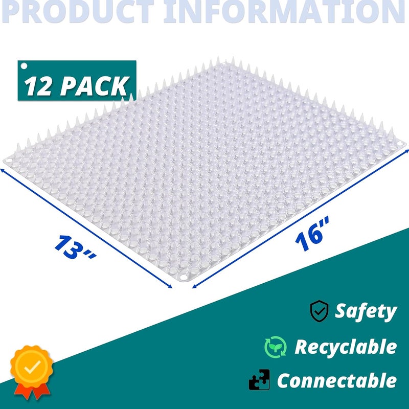 BYTEBAY 12 Pack Scat Mats for Cats with Interlocking Design, Adjustable Safe Spike Mat for Protective Deterrent, 16x13 Inch Indoor Outdoor All-Season Repellent - Image 2